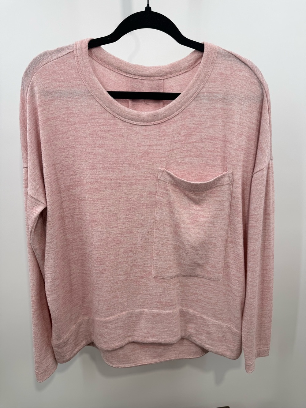 Rag & Bone Pink Heathered Long Sleeve Knit Pullover Top Chest Pocket Size Small